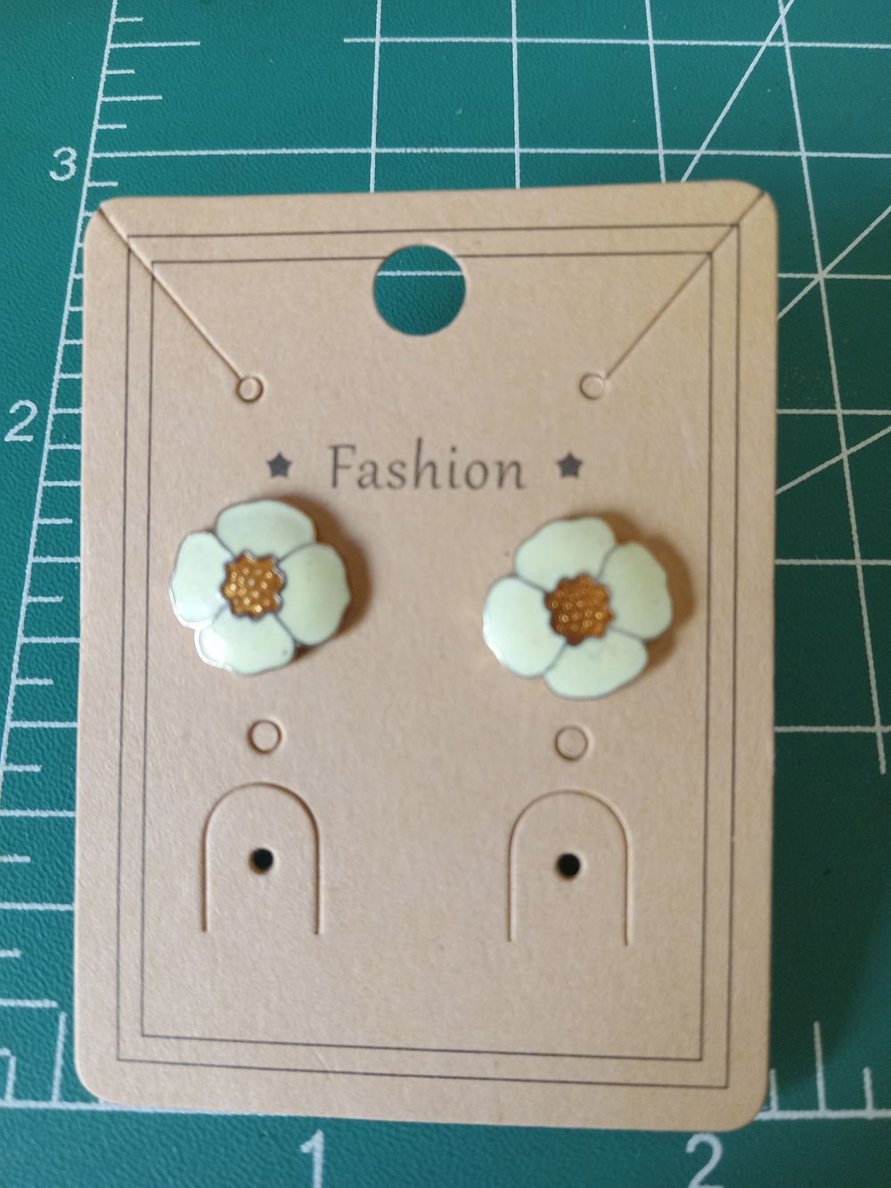 Cloisonne  Cream Flower Stud Earrings